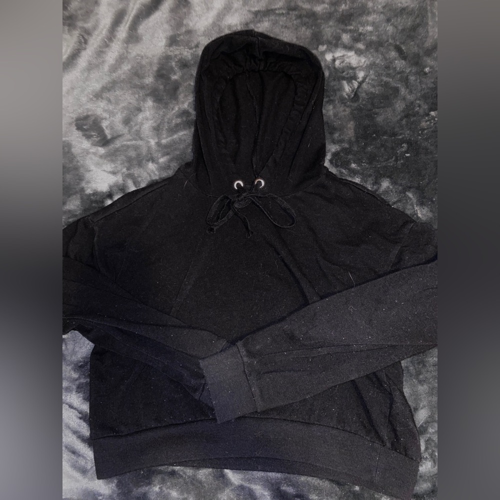 black cropped hoodie